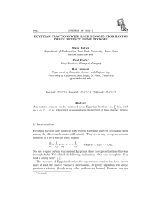 INTEGERS 15 (2015) #A51 EGYPTIAN FRACTIONS WITH EACH DENOMINATOR HAVING