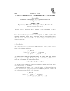 INTEGERS 15 (2015) #A54 CONSECUTIVE INTEGERS AND THE COLLATZ CONJECTURE Marcus Elia