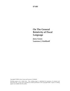 On The General Relativity of Fiscal Language 07-085