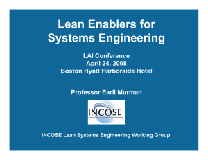 Lean Enablers for Systems Engineering LAI Conference April 24, 2008