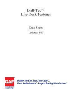 Drill-Tec™ Lite-Deck Fastener Data Sheet Updated: 1/10