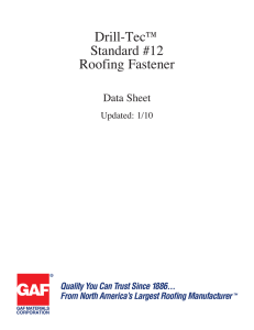Drill-Tec™ Standard #12 Roofing Fastener Data Sheet