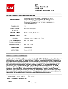 GAF Safety Data Sheet SDS # 1094 SDS Date: December 2014