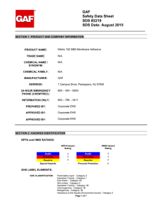 GAF Safety Data Sheet SDS #2219 SDS Date: August 2015