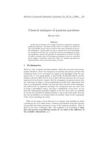 Classical analogues of quantum paradoxes Henryk Gzyl Bolet´ın de la Asociaci´ on Matem´