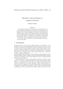 Boundary value problems in complex analysis I Heinrich Begehr Bolet´ın de la Asociaci´