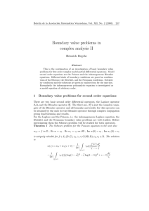 Boundary value problems in complex analysis II Heinrich Begehr Bolet´ın de la Asociaci´