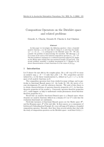 Composition Operators on the Dirichlet space and related problems Gerardo A. Chac´