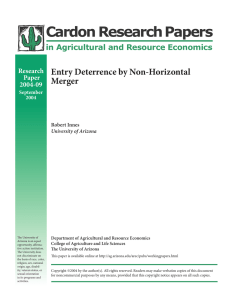 Cardon Research Papers Entry Deterrence by Non-Horizontal Merger in Agricultural and Resource Economics