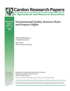 Cardon Research Papers Environmental Quality, Resource Rents and Property Rights
