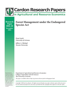 Cardon Research Papers Forest Management under the Endangered Species Act