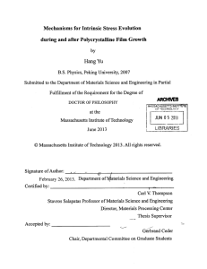 Mechanisms  for Intrinsic Stress  Evolution Hang Yu