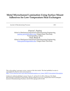 Metal Microchannel Lamination Using Surface Mount Adhesives for Low-Temperature Heat Exchangers