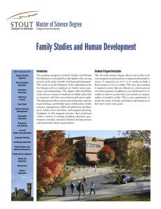 Family Studies and Human Development Master of Science Degree Introduction Graduate Program Description