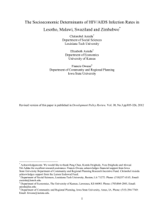 The Socioeconomic Determinants of HIV/AIDS Infection Rates in