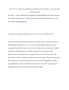 Post-9/11 U.S. Foreign Aid, the Millennium Challenge Account and Africa: ... can One Stone Kill?