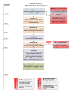 CMU IRB RELIANCE IRB Submission &amp; Review Process