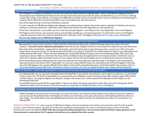 RELYING CAMPUS PRINCIPAL INVESTIGATOR (ReLPI) or RESEARCH COORDINATOR* (RC)  REGISTERING/LOGING IN