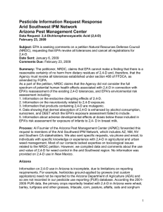 Pesticide Information Request Response Arid Southwest IPM Network Arizona Pest Management Center