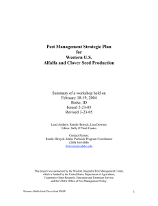 Pest Management Strategic Plan for Western U.S. Alfalfa and Clover Seed Production
