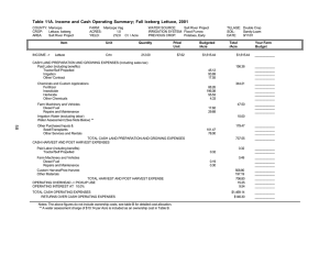 Table 11A. Income and Cash Operating Summary; Fall Iceberg Lettuce,...
