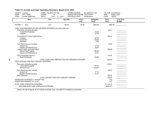 Table 7A. Income and Cash Operating Summary; Sweet Corn, 2001