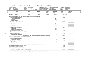 Table 12A. Income and Cash Operating Summary; Dry Onions (Processing),...