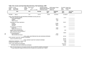Table 13A. Income and Cash Operating Summary; Fall Cantaloupe, 2001