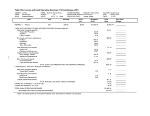 Table 19A. Income and Cash Operating Summary; Fall Cantaloupe, 2001