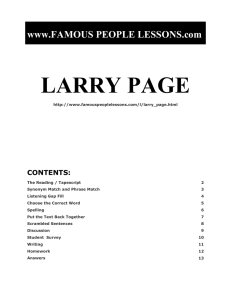 LARRY PAGE www.FAMOUS PEOPLE LESSONS.com  CONTENTS: