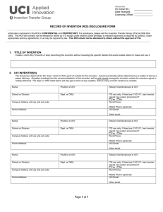 RECORD OF INVENTION (ROI) DISCLOSURE FORM