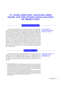 VI. INTRA-INDUSTRY AND INTRA-FIRM TRADE AND THE INTERNATIONALISATION OF PRODUCTION Introduction and summary