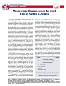 Management Considerations for Short Season Cotton in Arizona Cooperative Extension