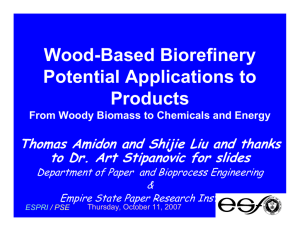 Wood-Based Biorefinery Potential Applications to Products Thomas Amidon and Shijie Liu and thanks