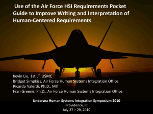 Use of the Air Force HSI Requirements Pocket Human-Centered Requirements