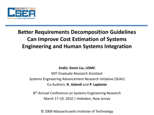 Better Requirements Decomposition Guidelines Can Improve Cost Estimation of Systems