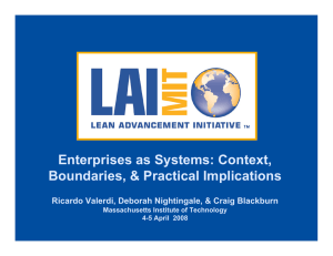 Enterprises as Systems: Context, Boundaries, &amp; Practical Implications Massachusetts Institute of Technology