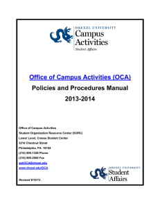 Office of Campus Activities (OCA)  Policies and Procedures Manual 2013-2014