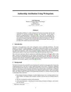 Authorship Attribution Using Writeprints