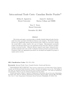 Intra-national Trade Costs: Canadian Border Puzzles