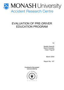 EVALUATION OF PRE-DRIVER EDUCATION PROGRAM by