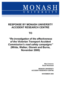 RESPONSE BY MONASH UNIVERSITY ACCIDENT RESEARCH CENTRE  TO
