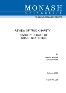 REVIEW OF TRUCK SAFETY – STAGE 2: UPDATE OF CRASH STATISTICS by