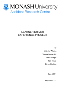 LEARNER DRIVER EXPERIENCE PROJECT by Michelle Whelan
