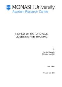 REVIEW OF MOTORCYCLE LICENSING AND TRAINING  by