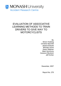 EVALUATION OF ASSOCIATIVE LEARNING METHODS TO TRAIN DRIVERS TO GIVE WAY TO