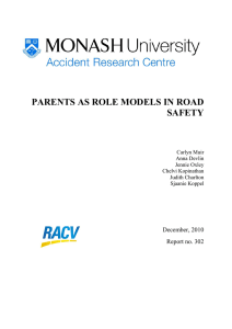 PARENTS AS ROLE MODELS IN ROAD SAFETY  December, 2010