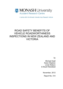 ROAD SAFETY BENEFITS OF VEHICLE ROADWORTHINESS INSPECTIONS IN NEW ZEALAND AND VICTORIA