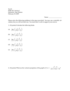 Test II Math 261, Section 1 Instructor: Sam Watson February 25, 2009
