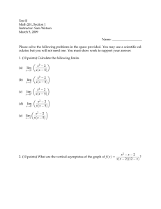 Test II Math 261, Section 1 Instructor: Sam Watson March 5, 2009